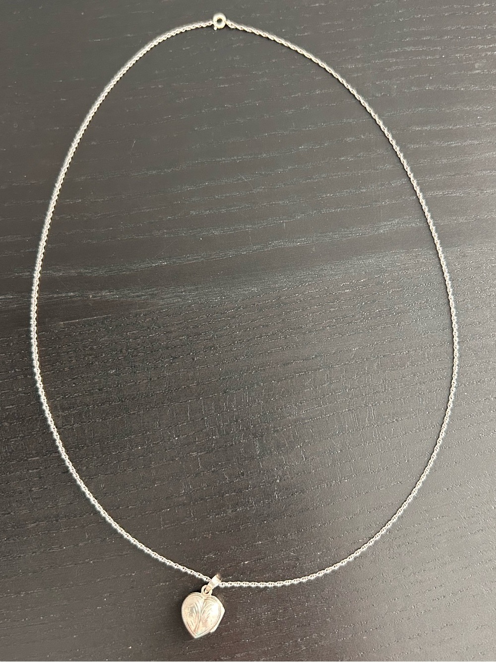 Sterling Silver 24” Chain & Delicate Engraved Heart Locket - Vintage!
